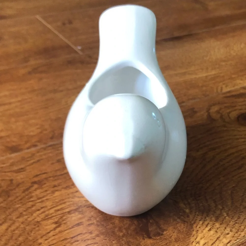 Small white ceramic bird planter / jewelry dish